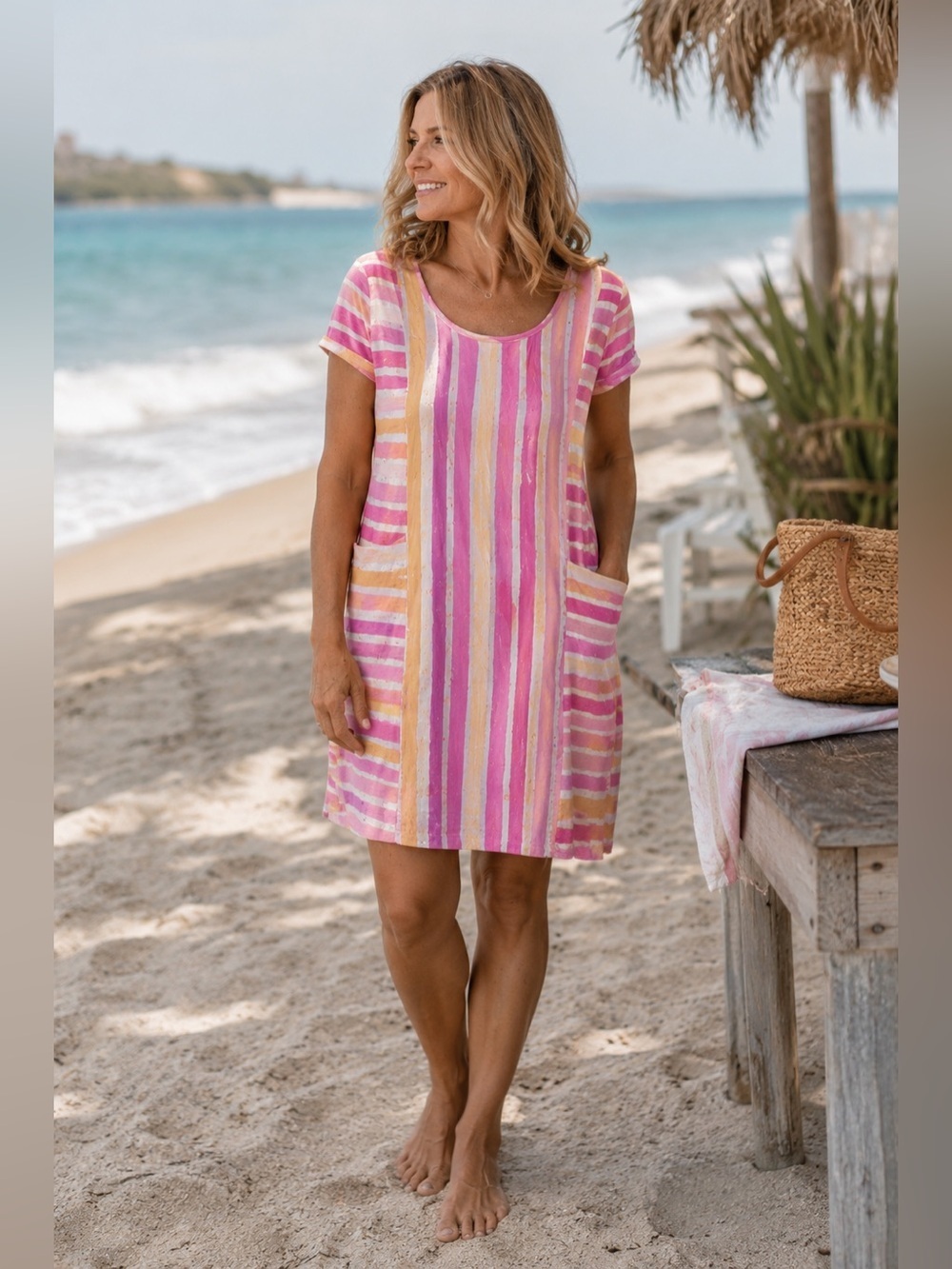 * New Escape by Habitat SZ XL Scoop Neck Pocket Dress 22640